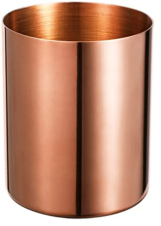Bidponds Rose Gold Pencil Holder for Desk, Stainless Steel Pencil Cup, Pen Holder Cup, Pen Pot, Vases Flower Pot, Makeup Brush Holder, Desktop Accessory Stationery Organizer