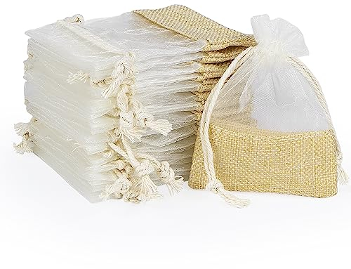 30 Stück Mini Organza Säckchen 8x10 cm - Kleine Geschenktüten mit Zugband für Party, Feiern, Weihnachten - Wiederverwendbare Schmuckbeutel