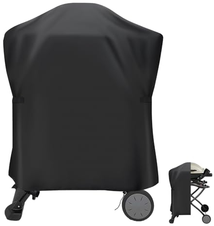 Guisong Grill Cover for Weber Q Series Grill on Cart, Waterproof BBQ Cover for Weber Q2000/Q200/Q1000/Q100 on Portable Stand-Weather Resistant