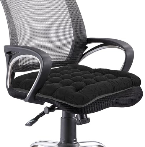 BUYUE Good Support Office Chair Cushion, Luxury Jacquard with Anti-Skid Silicone Seat Cushion Padded for Computer Desk Kitchen Chair (1 Count, Black)