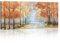 FajerminArt Large Framed Canvas Wall Art Orange Yellow Forest Tree Painting on Canvas Prints Autumn Woods Picture Poster Wall Art for Living Room Bedroom Wall Decoration 20 x 48/ 120cm x 50cm