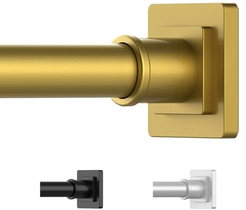 UIOSANRT Barra de cortina de ducha dorada montada con tensión sin necesidad de taladrar, antideslizante, resorte ajustable, para ventanas y baño, 79-173 cm