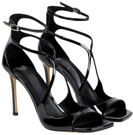YLCYDLYU Sandali da Donna Tacchi Sottili da Donna A Croce Cravatta Sandali per La Bocca di Pesce, Scarpe per Banchetti di Grandi Dimensioni-Nero-35