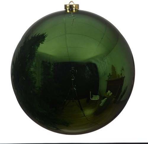 Annastore Weihnachtskugeln groß für den Außenbereich, Christbaumkugeln zur Dekoration, Christbaumschmuck wetterfest 20-25 oder 30 cm (Piniengrün - glänzend, Ø 20 cm)