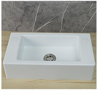XRB2050 Blanco Lavabo de Resina Para Baño, 40x20x11cm Cuadrado, Tamaño Pequeño Para Aseo de Invitados, Montaje en Pared/Encimera 75cm Con Desagüe