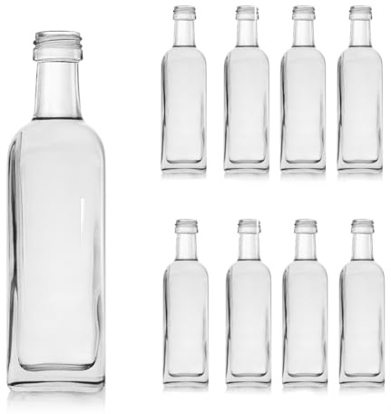 Firmadigaranzia 20 Bottiglie Per Olio aceto E Liquore 100 ml - Marasca Vuote In Vetro Scuro Chiare Quadre autodosanti Olio Salvagoccia e Tappo Ermetico - Made In Italy - Uso professionale e domestico