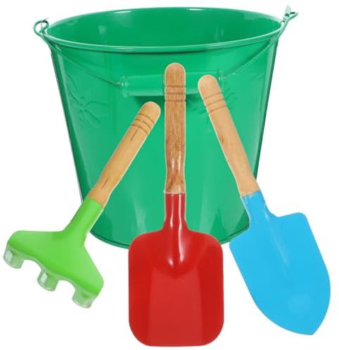 Abaodam 4 Pièces Ensemble Seau en Fer Toys Toys d'été Jouets de Pelle pour Enfants pelles à Sable pour Enfants Jouets de Plage de Seau de Sable Métal Colorful