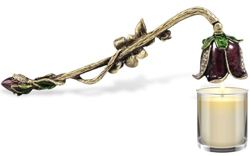 LYIYEYAN Retro Candle Snuffer with Long Handle, Elegant Flower Shape Decorative Candle Extinguisher, Metal Candlesnuffer for Safely Putting Out Candle Flame (Style 5)