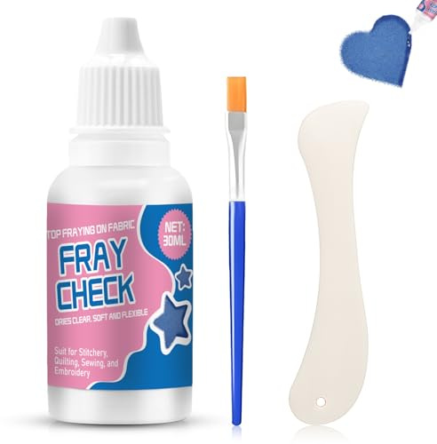 Fray Check Fransenstopp, Abriebfester Gewebekleber, Verhindert Ausfransen und Auftrennen, Transparent Kantenversiegelung, Geeignet zum Nähen, Quilten, Nähen, Sticken-30 ml