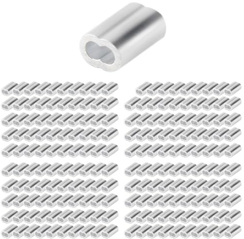 Lonrtesw 200 Piezas Juego de Casquillos de Cable de 1/16 de Pulgada de Bucle de Engaste de AleacióN de Aluminio para Cable MetáLico