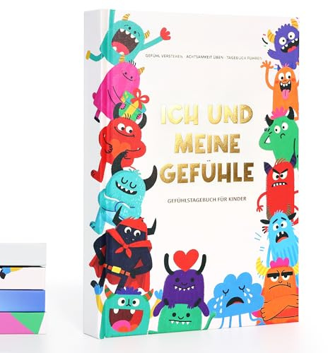 BIROYAL Gefühlstagebuch Kinder 6-12 Jahre - 100 Tage Tagebuch Mädchen und Jungs - Gefühle Buch Kinder mit 10 Spiele - Dankbarkeitstagebuch Kind für Umgang mit Emotionen und ein gutes Gefühl