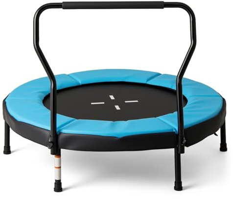 COSTWAY 40 Inch Mini Trampoline for Toddlers, Children Exercise Rebounder with Foam Handlebar and Padded Safety Pad, Indoor Outdoor Kids Trampolines for 3-6 Years Old (Blue)