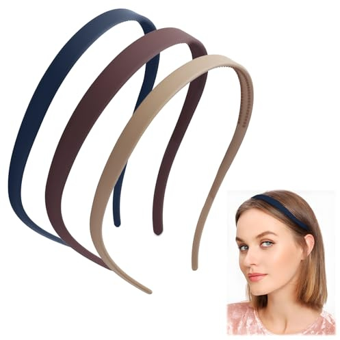3 Cerchietti Zigzag con Clip, Fasce per Capelli per Portatori di Occhiali, Finitura Opaca, Fasce Antiscivolo per Donna per Occhiali, Uso Quotidiano, Sport all'Aperto (Blu, Borgogna, Caffè)