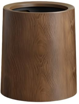 Genérico Papelera retro con acabado de madera | Cubo de basura con tapa abatible de 360° para el hogar, hoteles y oficinas (8L/12L/15L, aspecto de madera)