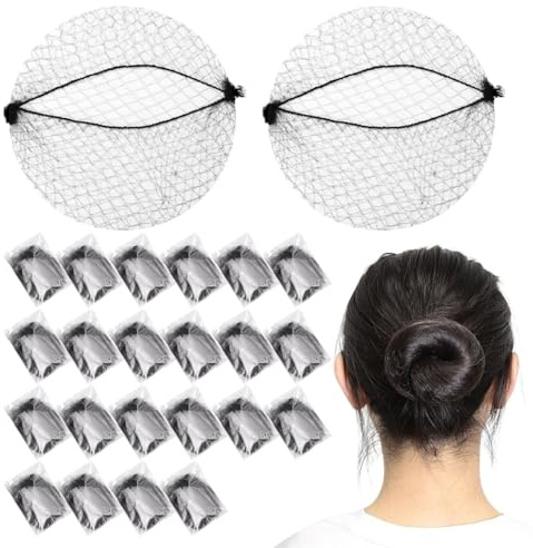 HYFZOD 24 Pezzi Retine per Capelli, Ciambella per Chignon e Chignon Facile per Capelli, Invisibile e Confezionate Singolarmente (per Bambini, Ballo, Cucina e Uso Quotidiano)