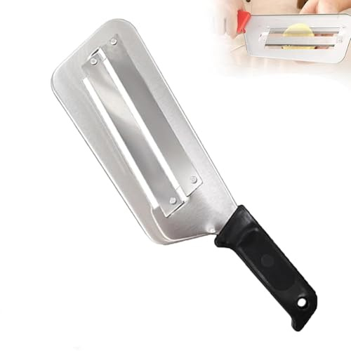 Generico Coltello Da Verdura A Doppia Lama in Acciaio Inossidabile, Taglierina E Affettatrice Multifunzione Per Cavoli, Insalata E Verdure, Impugnatura Ergonomica, Facile Da Pulire (Nero)