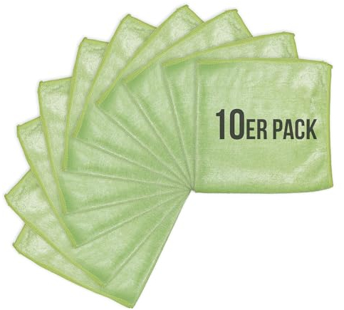 Wisch-Star 10x Mikrofasertücher 40x40 cm, in Grün, Reinigungstücher für Küche Auto Brille, Mikrofaser Putztücher Set Haushalt, Allzwecktücher für alle Oberflächen