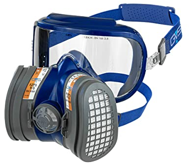 GVS SPR674 Masque à profil Compact Elipse Integra avec filtres A2P3 pour gaz et vapeurs organiques jusqu'à 5000 ppm et poussière, M/L