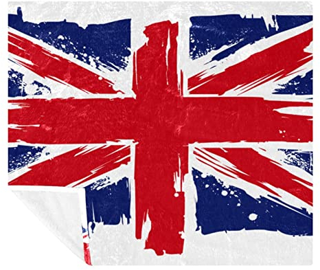 TBOUOBT Bettwäsche-Fleece-Decke, dekorativ für Schlafzimmer-Sofa-Boden,Britische Flagge Union Jack