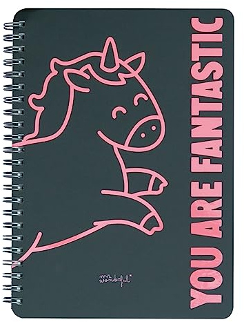 Mr. Wonderful - Libreta a5 unicornio negra you are fantastic