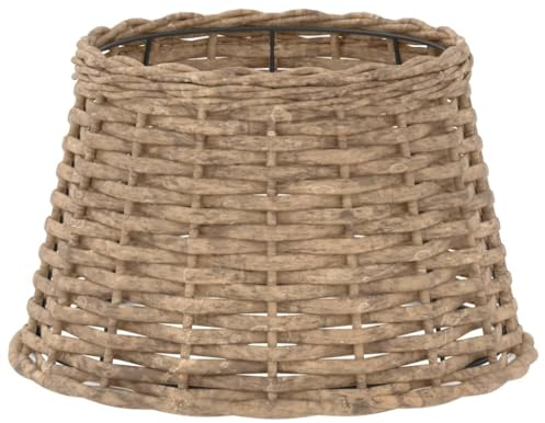 vidaXL Natural Wicker Lamp Shade - Brown, Handcrafted, with Painted Iron Holder, Ideal for Multiple Spaces: Ø38x23 cm