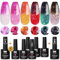 YTD Likomey UV Nagellack Farbwechsel Thermo Set,Mehrfarbige Pailletten 6 Farben Mit Base und Top Coat Kit,Soak Off UV Chamäleon Mehrfarbig Farbgel Shellac Thermoeffekt