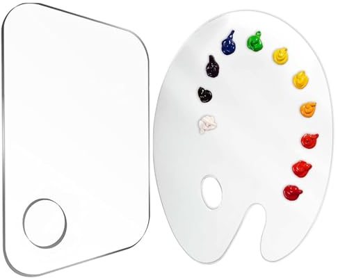 Fenglin-joy Klare Mischpalette Acryl,2 Stücke Malpalette Klare Acryl 30 × 20cm Art Palette Mischpaletten für ölfarben,Mit Daumenloch Malpalette Ölfarben für DIY Basteln Malerei