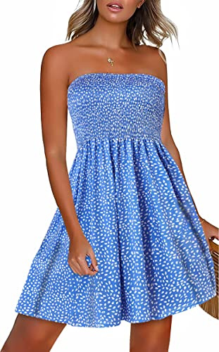 Gosunny Vestidos de verano para mujer, sin mangas, sin mangas, vestido informal estilo bandeau, elegante, vestido de playa, corto, bikini
