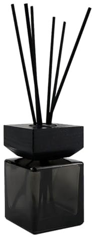 LNQ LUNIQI 100 ml Grande Diffusore in Vetro Nero con Bacchette - Bottiglia per Aromaterapia, Ideale per Bagno e Camera da Letto (No Oli)