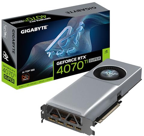 Gigabyte GeForce RTX 4070 Ti SUPER AI TOP 16G Grafikkarte - 16GB GDDR6X, 256bit, PCI-E 4.0, 2610MHz Core Clock, 3 x DisplayPort 1.4a, 1 x HDMI 2.1a, NVIDIA DLSS 3, GV-N407TSAI TOP-16GD