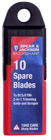 Spear & Jackson SJ1790BP10 Spare Replacement Pack of 10 Blades for ref. SJ1790 2-in-1 Trimming Knife and Scraper (Set of 10 Individual Blades)