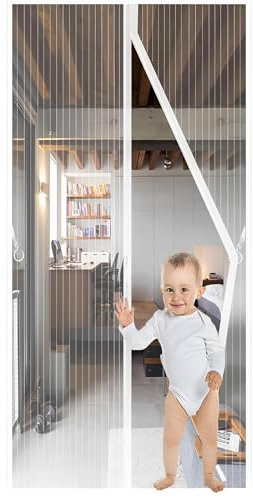 WTZWYFWJ Moustiquaire Porte Magnétique 80x210cm, porte moustiquaire, Rideau de Porte Antimoustique, Blanc