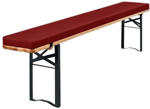 ELYSYSRL Cuscini per Panchina da Birra, Antiscivolo, Tessuto di Lino, Cuscino Imbottiti per Panchine da Birra con Cerniera per Set di Tende da Festa(Borgogna,120x40x3cm)