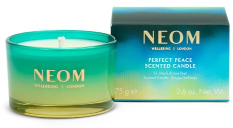 NEOM Perfect Peace Travel Size Candle | Myrrh, Fir & Lime Peel I Pure Essential Oils I 100% Naturally derived Wax I Hand Finished I Relieve Tension
