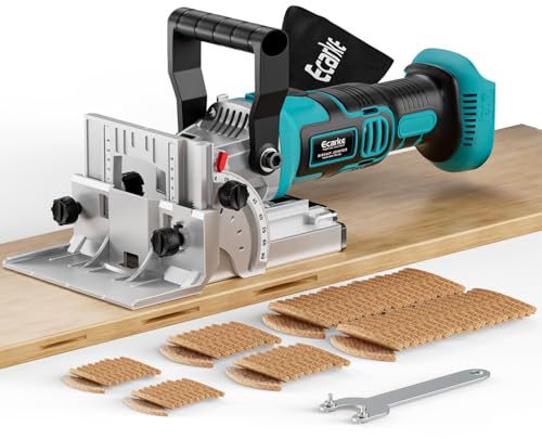 Ecarke Cordless Biscuit Joiner Compatible with Makita 18V Battery,Plate Joiner Kit with 80 wafers & Dust Bag, 11000RPM, 0-90° Cutting, 6 Depth Settings, for Woodworking & Furniture Making-Tool Only