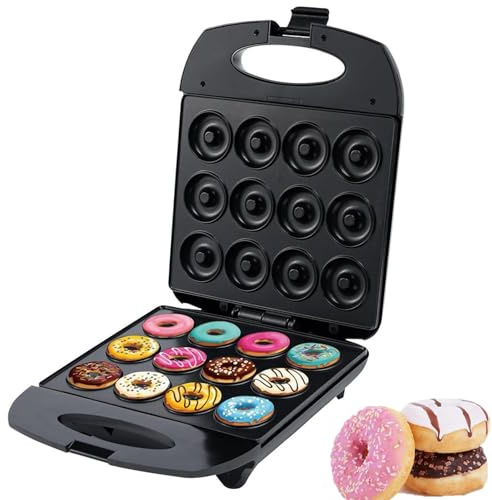 DEEguess MinimáQuina Compacta para Hacer Dulces, 12 Agujeros, para Preparar Deliciosas Donas Y Cake Pops, Antiadherente, FáCil De Limpiar, para Mini Tartas Y Quiches, 1200 W