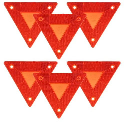 SECFOU 6 Reflectores Triangulares Reflectantes para Vehículos de Plástico Rojo, Señal de Triángulo de Advertencia para Viajes por Carretera y Seguridad Vial