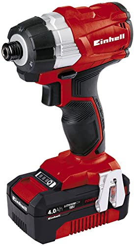 Einhell Power X-Change 180Nm Cordless Impact Driver With Battery And Charger - Brushless Motor, 18V, 2900 RPM, 1/4 Hex Bit Mount, LED Light - TP-CI 18 Li Battery Powered Impact Drill Set