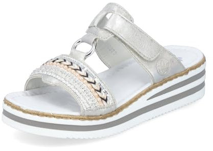 Rieker Damen Klassische Sandalen V02M6, Frauen Sandalen,Sommerschuhe,Freizeitschuhe,offene Schuhe,Strandschuhe,grau (40),40 EU / 6.5 UK