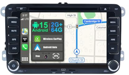 JOYX Android 10 bilradio passar VW Passat/Golf/Skoda/Seat – GPS 2 Din – Bakre kamera mikrofon Canbus gratis – 2G 32G – 7 tums stöd DAB satellit navigator 4G WiFi BT5.0 Carplay