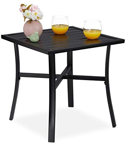Relaxdays Table de Jardin carrée, Balcon et terrasse, 4 Personnes, Acier, Pratique, L x P : 46 x 46 cm, Noir