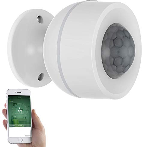 Luminea Home Control smartes Thermometer: 3in1-WLAN-PIR-Bewegungsmelder, Temperatur- & Luftfeuchtigkeits-Sensor (Bewegungsmelder App, innen nachrüsten, Luftbefeuchter für Heizung)