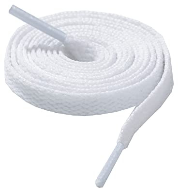 CCSOFTIME Flat White Shoe laces for Trainers Converse Air Force 1,Replacement Sneaker Laces for Sport Shoes,Casual Shoe,Wide 8mm Laces for Men Women Kids Adult,(1Pair-White-75cm)
