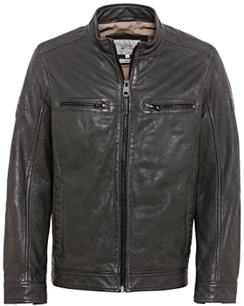 camel active Herrar 431580/1L21 läderblus, antracit, 68, Anthra