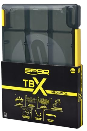 SPRO TBX Tacklebox & Werkzeugkiste - Robuster, wasserfester Kunststoff, versteckte Scharniere, flexible Fächer, modulare Größen - Perfekt für Angel- und DIY-Aktivitäten (Dark, 25M)
