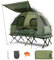 TANGZON 1/2 Person Foldable Camping Tent, Elevated Tent Cot with Bedding Set, Air Mattress, Foot Pump and Carry Bag, Waterproof & UV Protection Dome Tent for Picnic Hiking Backpacking (194x145x187cm)