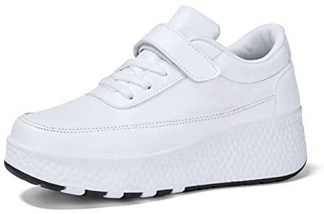 HUSKSWARE Jungen Mädchen Rollschuhe Schuhe Mit 4 Rollen Skateboardschuhe, verstellbar Jugend Schuhe mit Rollen, Weiß 34 EU