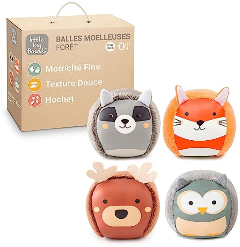 Little Big Friends Roly Poly Balls | Sensory Ball Toy for Baby, Set of 4 | Forest Theme