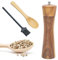 Moulin a Poivre et Sel, Moulin Sel Poivre Bois, Réglables Avec Broyeur à épices en Céramique Manuel Moulins à Épices Avec Pinceau Et Cuillère Pour Sel de Mer, Piment, Poivre (22 cm)
