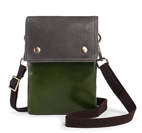 katloo Leder Crossbody Tasche Frauen, Kleine Gürteltasche mit Schultergurt, Handtaschen Schultertasche Damen, Geldbörse Handytasche für lässige Anlässe, Outdoor und Reisen (Grün)